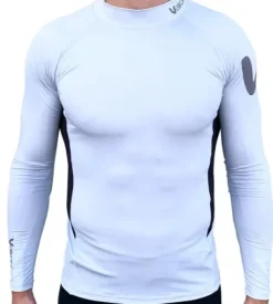 JUNIOR VAIKOBI LONG SLEEVE RASH TOP - SILVER/BLACK