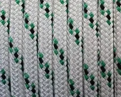 12MM IRB BOWLINE BRAID - DB POLY  - WHITE WITH GREEN FLECK - SOLD PER METRE