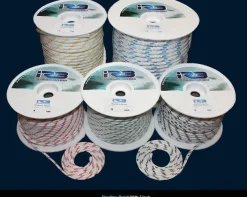 12MM IRB BOWLINE BRAID - DB POLY  - WHITE WITH GREEN FLECK - SOLD PER METRE