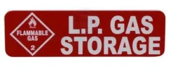 SAM ALLEN SAFETY LABEL - L.P. GAS STORAGE 100mm x 30mm 3M ADHESIVE