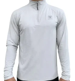 VAIKOBI UV LONG SLEEVE ZIP TECH TOP - SILVER