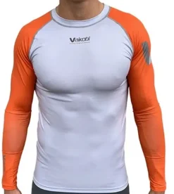 VAIKOBI VOCEAN LONG SLEEVE FITTED UV TOP- SILVER - UNISEX - ORANGE / SILVER - DISCONTINUED STYLE - LAST STOCK